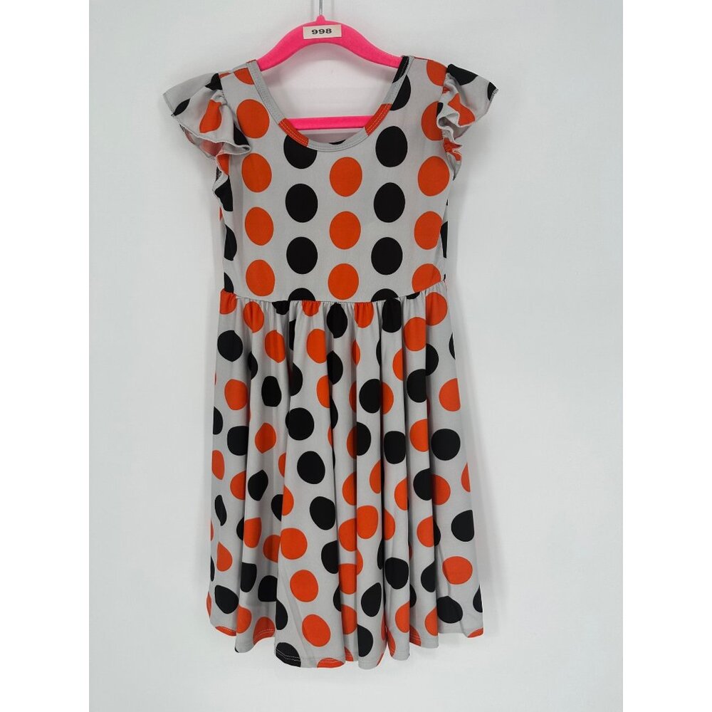 Dotdotsmile Girls Dress Size 5/6 Gray with Black and Orange Circles New with Tag
